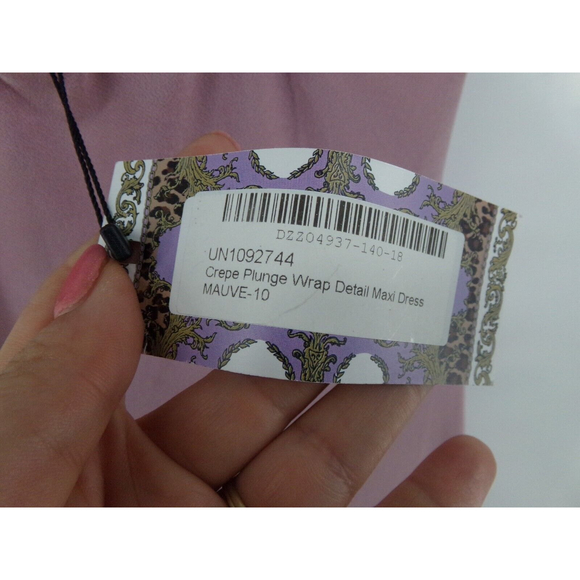 Boohoo Size 10 wrap Strappy Maxi Dress Spaghetti Strap Sleeveless pink mauve - Picture 9 of 11